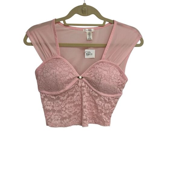 Bozzolo Juniors Pink Lace Crop Top Sweetheart Neckline Size L - Picture 1 of 4